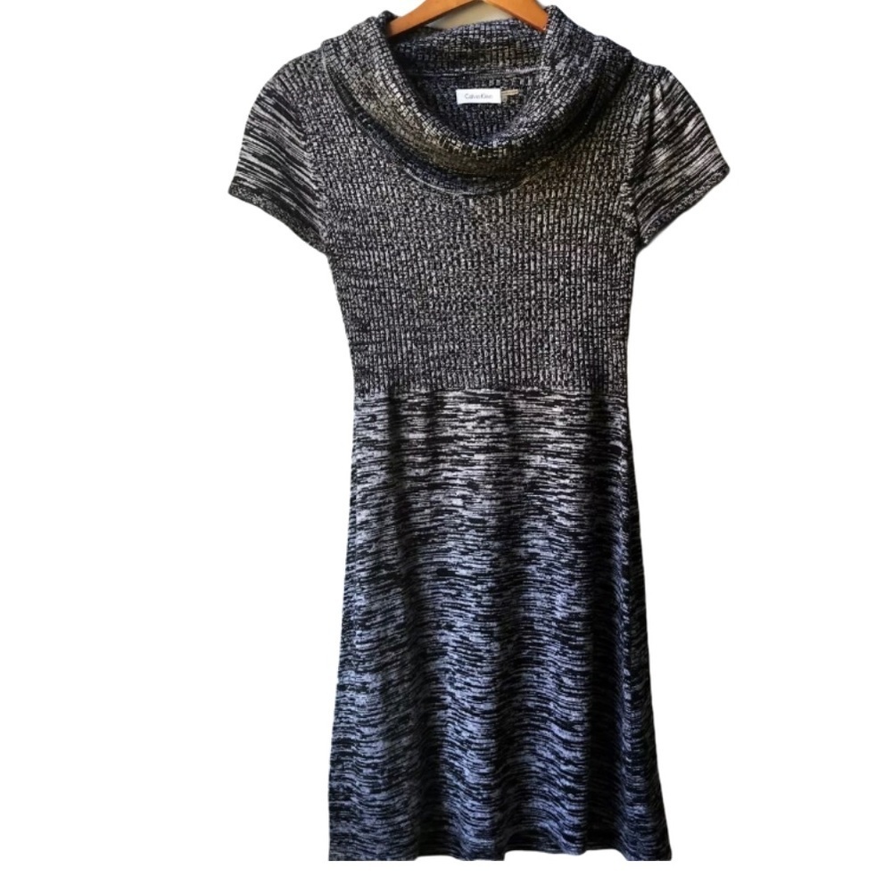 Calvin Klein BLK & GRAY Sweater Dress Sz MP